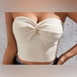 Cream Strapless Tube Top